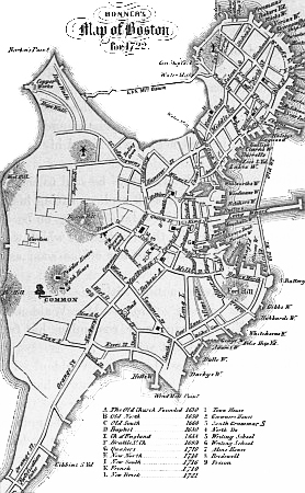 BONNER’S Map of Boston for 1722.