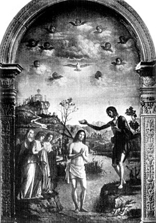 THE BAPTISM OF CHRIST FROM THE PAINTING BY CIMA
In the Church of S. Giovanni in Bragora