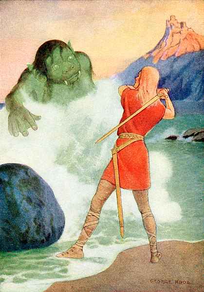 "THEN SILVERWHITE DREW HIS SWORD WITH A GREAT
SWEEP AND RUSHED UPON THE SEA-TROLL."