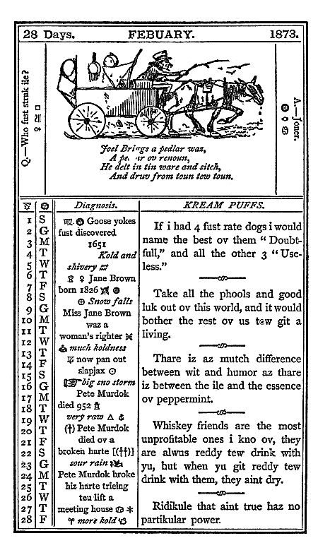 almanac February 1873