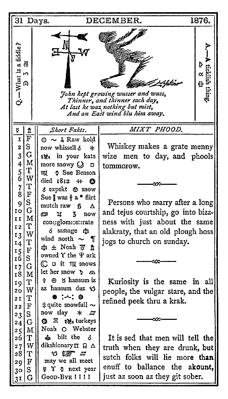 almanac December 1876